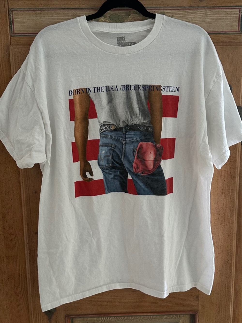 Men's - BORN IN THE USA - Album Cover Short-Sleeve T-Shirt in White - Size XL